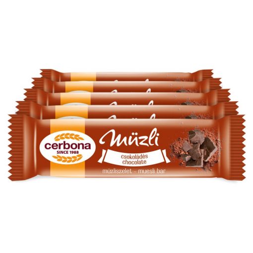 Baton musli cu ciocolată Cerbona - 5 x 20 g / Pachet de gustări