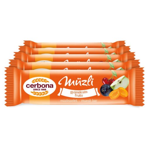 Baton musli cu fructe Cerbona - 5 x 20 g / Pachet de gustări