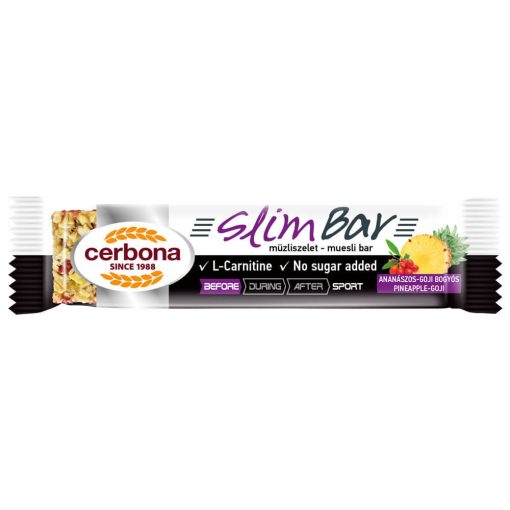 Baton de cereale cu ananas și goji Cerbona Sport-Slim, cu îndulcitor - 35 g