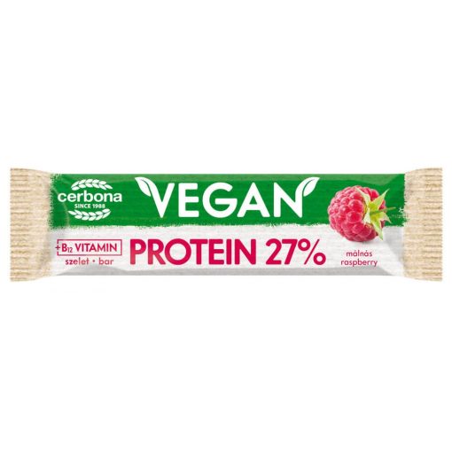 Baton proteic vegan cu aromă de zmeură, cu glazură de cacao, Cerbona, fără gluten, cu îndulcitori - 40 g