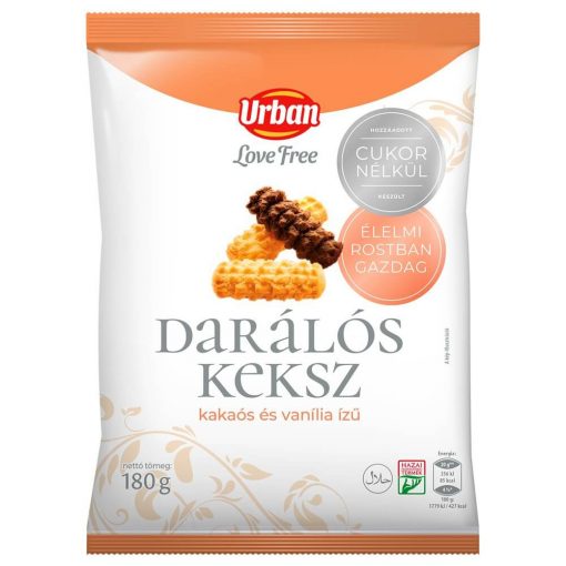 Urban Love Free, Biscuiți măcinați, gust de ciocolată/vanilie, fără adaos de zahăr, 180g