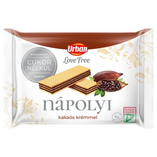 URBAN Love Free, Napolitană cu cacao, fără zahăr adăugat, 65 g